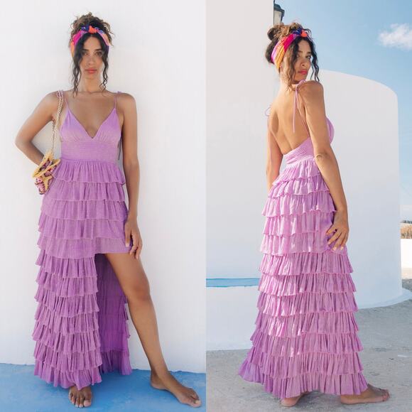 NWT Sundress Elise Long Dress in Cassis Lilas Size Large‎ - Picture 2 of 8